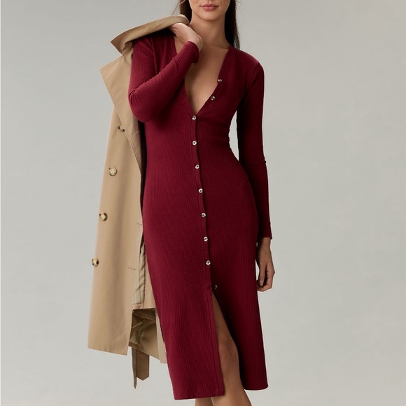 Grey State Raspberry Colored Midi Dress - Picture 1 of 6